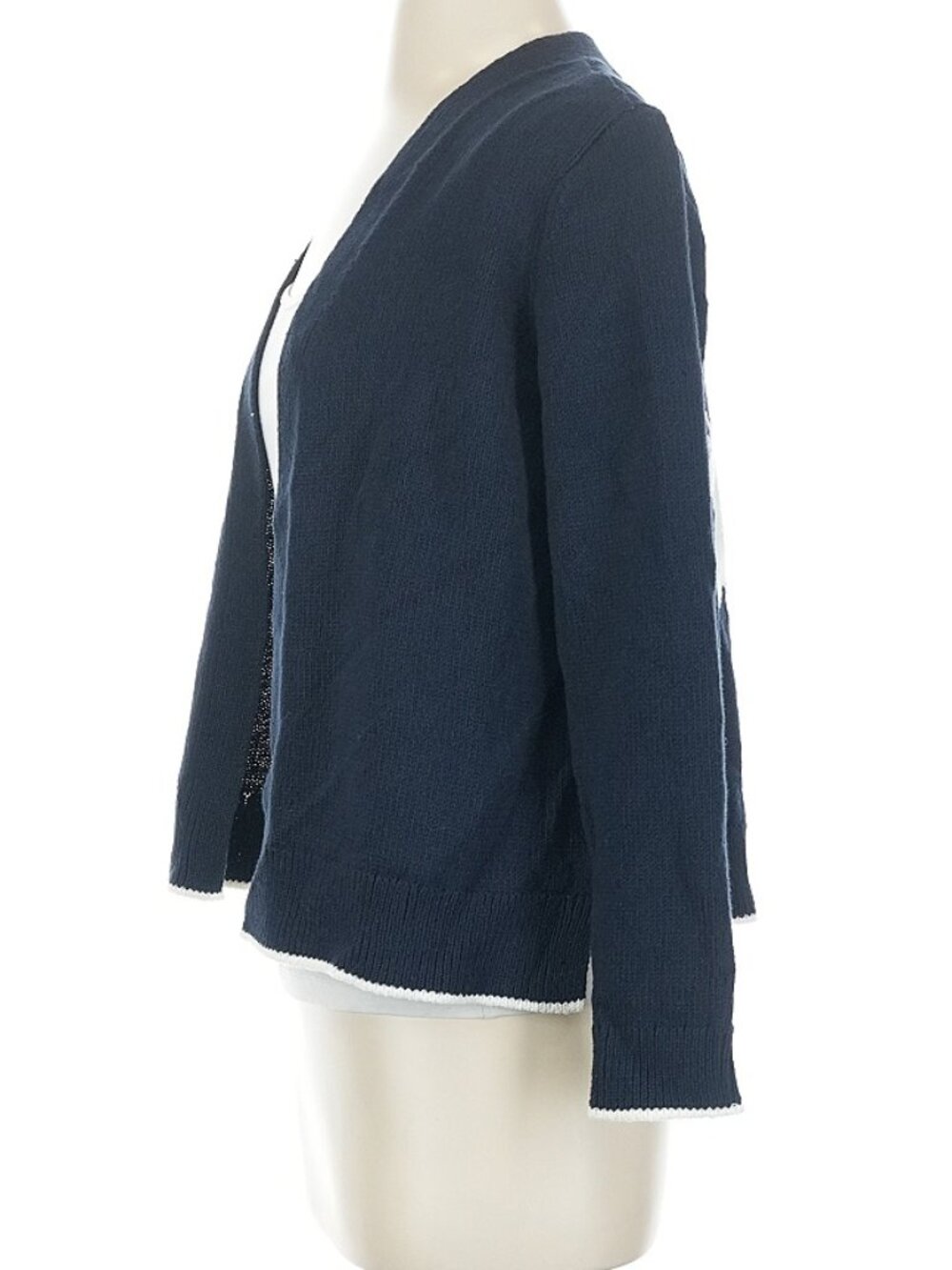 J Jill Petite Anchor Cardigan Sweater Women's Small Cotton Nautical Navy Blue - Picture 5 of 7